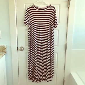 Dark navy swing dress, cute stripes!